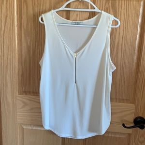White tunic length sleeveless top size XL